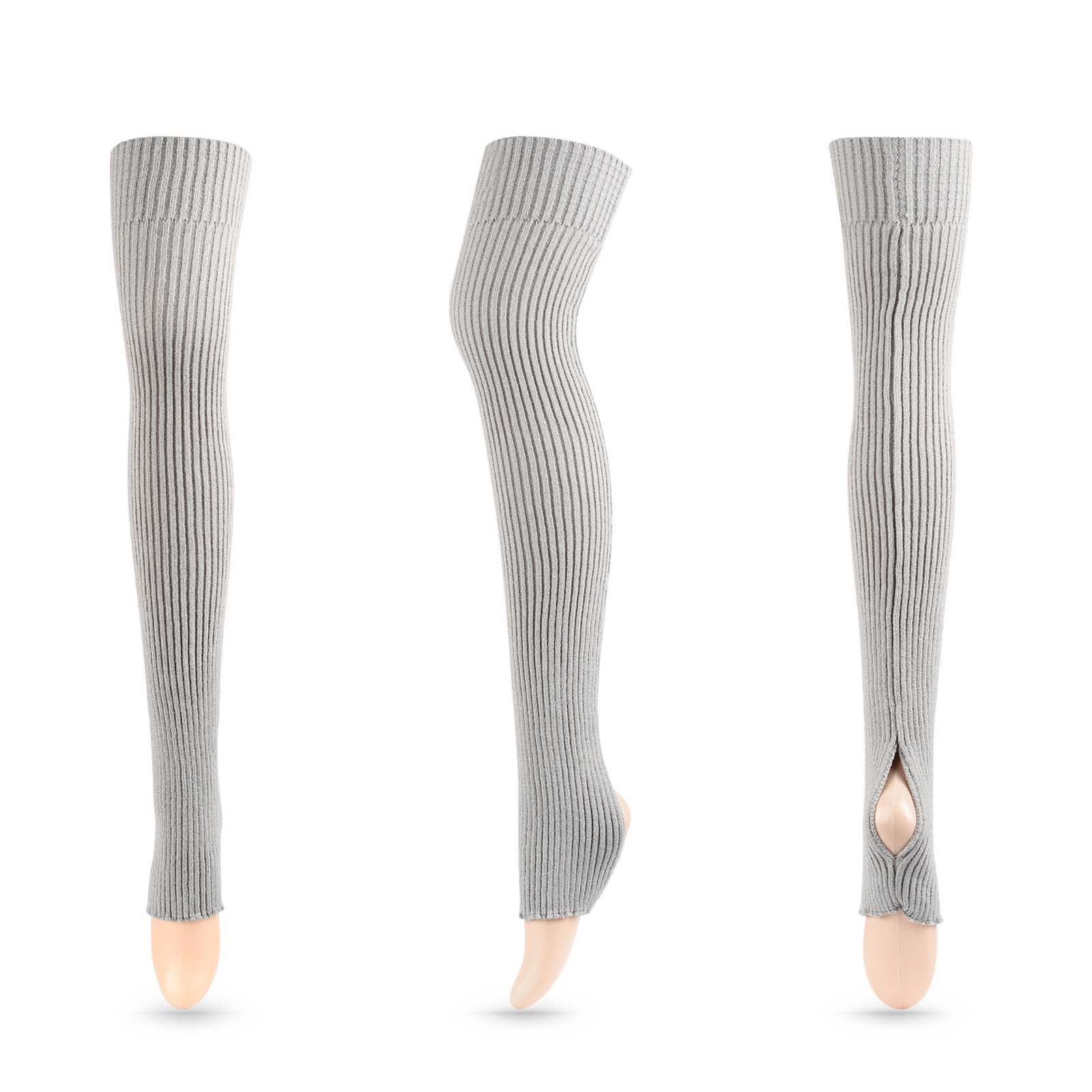 YYYTop White Socks, White Knee High Socks Fall Winter Women Solid Color Yoga Warm Wool Leg Warmers with Extended Knees and Feet Piled Slouchy Leg Warmers Gray Christmas Deals